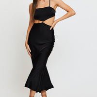Black Midi Dress Satin
