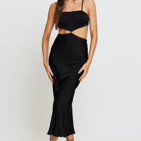 Black Midi Dress Satin