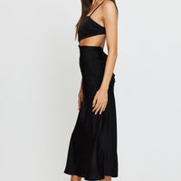 Black Midi Dress Satin