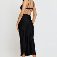 Black Midi Dress Satin