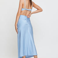 Blue Midi Dress Satin