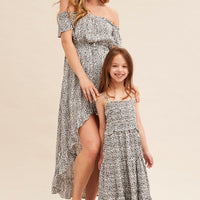 Print Kids Midi Dress Singlet Tiered