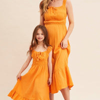Yellow Kids Gathering Bust Midi Dress