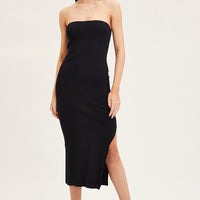 Black Bandeau Knit Midi Dress