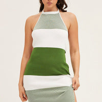 Multi Halter Knit Midi Dress