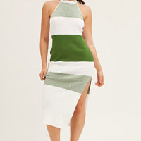 Multi Halter Knit Midi Dress