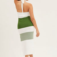 Multi Halter Knit Midi Dress