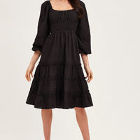 Black Ruffle Midi Dress
