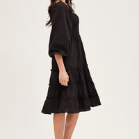 Black Ruffle Midi Dress