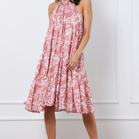 Print Midi Dress Halter Neck