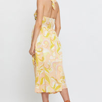 Abstract Print Maxi Dress Sleeveless Halter Neck