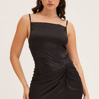 Black Cowl Neck Party Midi Dress