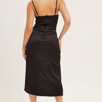 Black Cowl Neck Party Midi Dress