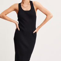 Black Keyhole Dress Sleeveless Midi Knit