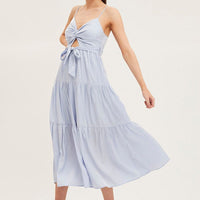 Blue Midi Dress Evening Satin