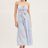 Blue Midi Dress Evening Satin