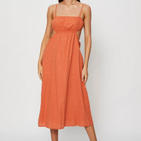Brown Midi Dress Sleeveless