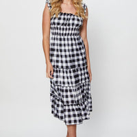 Check A Line Dress Sleeveless Midi
