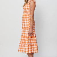 Check A Line Dress Sleeveless Midi