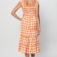 Check A Line Dress Sleeveless Midi