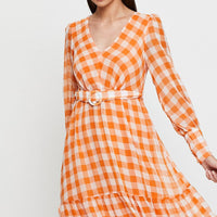 Check Dress Long Sleeve Maxi