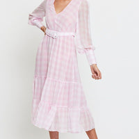 Check Dress Long Sleeve Maxi
