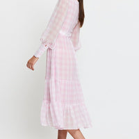 Check Dress Long Sleeve Maxi
