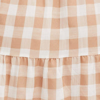 Check Tied Shoulder Midi Dress
