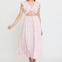 Ditsy Print Maxi Dress Sleeveless V Neck