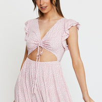 Ditsy Print Maxi Dress Sleeveless V Neck