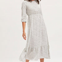 Geo Print Dress Long Sleeve Midi
