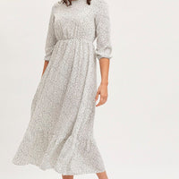 Geo Print Dress Long Sleeve Midi