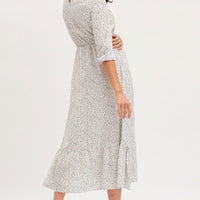 Geo Print Dress Long Sleeve Midi