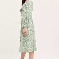 Geo Print Dress Long Sleeve Midi