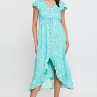 Geo Print Midi Dress Short Sleeve