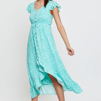 Geo Print Midi Dress Short Sleeve