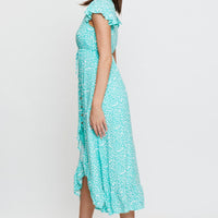 Geo Print Midi Dress Short Sleeve