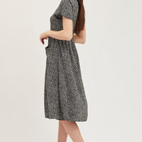 Geo Print Pocket Front Button Midi Dress
