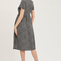 Geo Print Pocket Front Button Midi Dress
