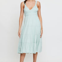 Green Midi Dress Sleeveless V Neck