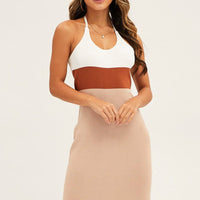 Multi Colorblock Kint Midi Dress