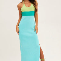 Multi Midi Dress Bodycon Scoop Neck