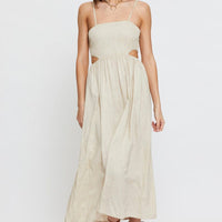 Beige Midi Dress Sleeveless