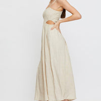 Beige Midi Dress Sleeveless