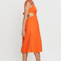 Orange Midi Dress Sleeveless