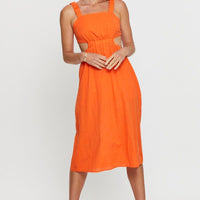 Orange Midi Dress Sleeveless