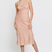 Pink Midi Dress Sleeveless Linen
