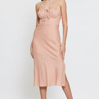Pink Midi Dress Sleeveless Linen