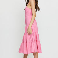 Pink Tiered Dress Midi