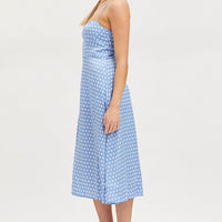 Polka Dot Midi Dress Sleeveless Sweetheart Neckline